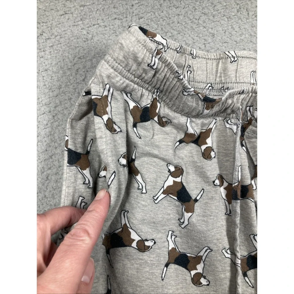 Beagle Pajama‎ Lounge Pants Mens Small Gray Elastic Waist Drawstring  Stretch
